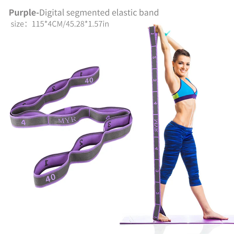 Elastic Yoga Stretching Strap with Loops – Flexibility Band