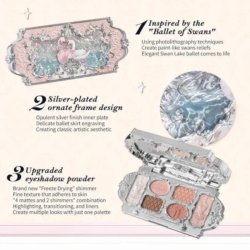 Flower Knows Black Swan Ballet Eyeshadow Palette – 6 Colors