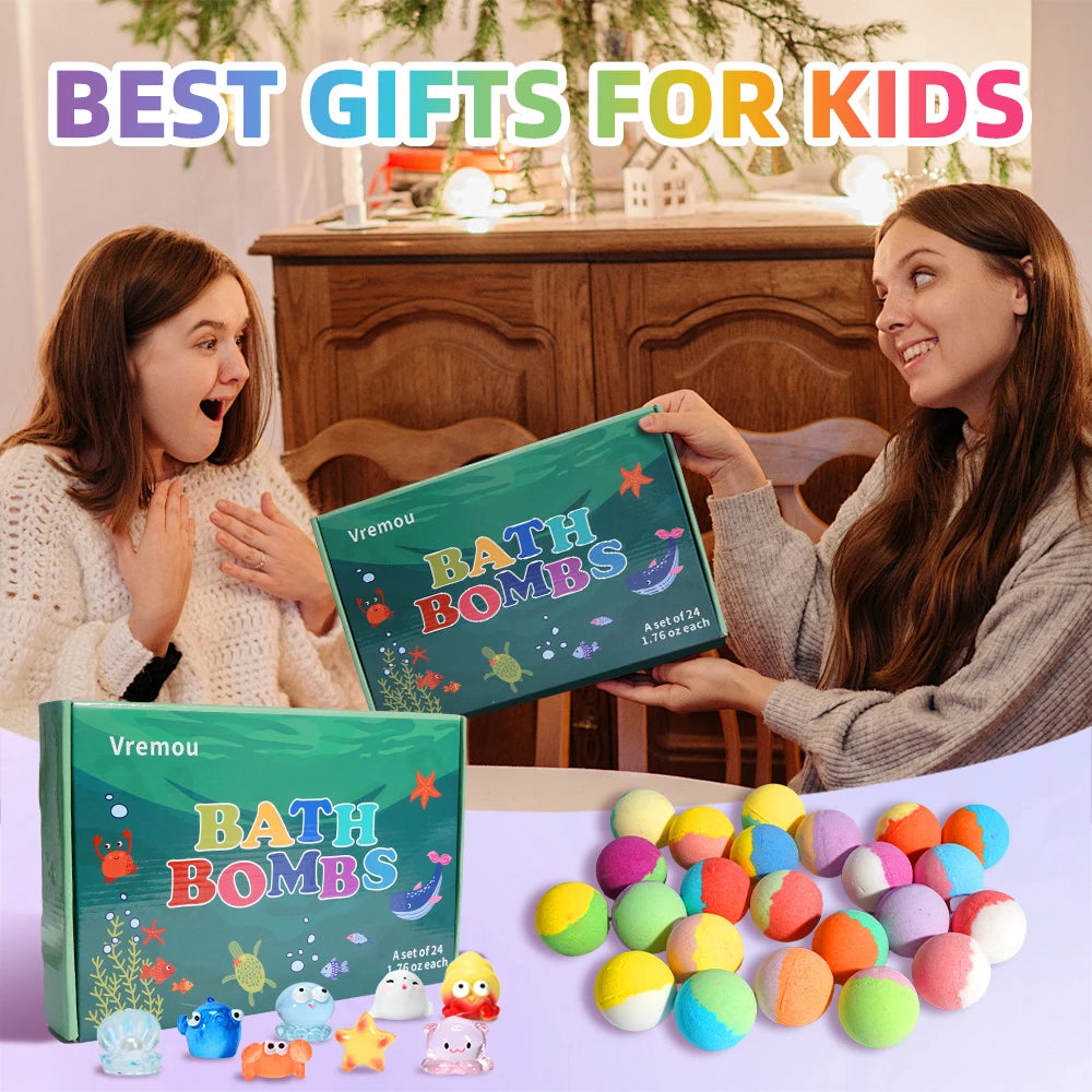 Kids Bath Bombs with Surprise Inside – 24 Pack Gift Set