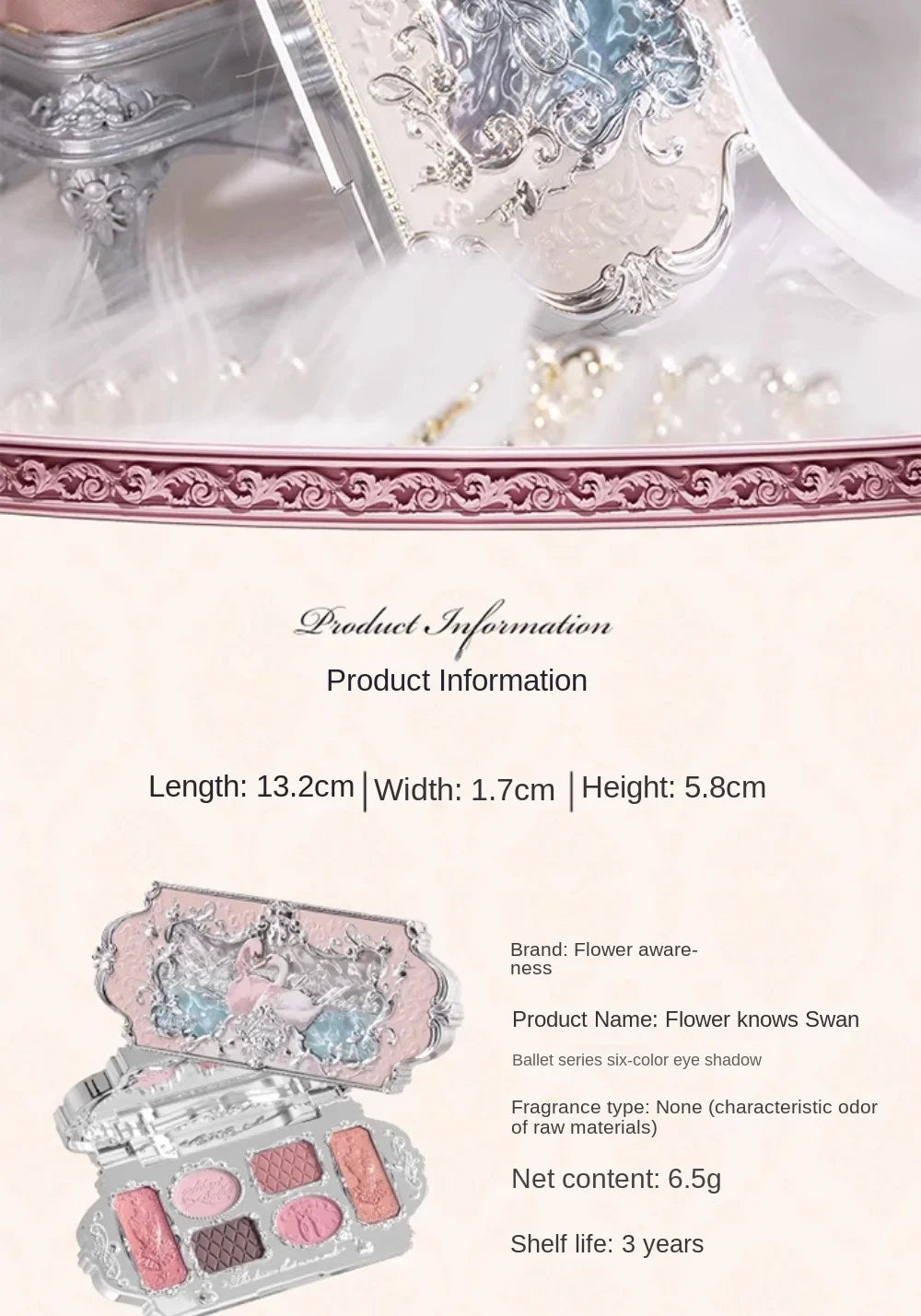 Flower Knows Black Swan Ballet Eyeshadow Palette – 6 Colors