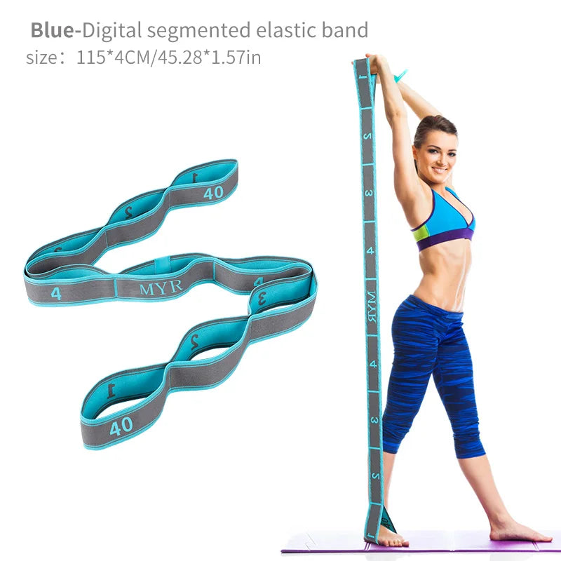 Elastic Yoga Stretching Strap with Loops – Flexibility Band