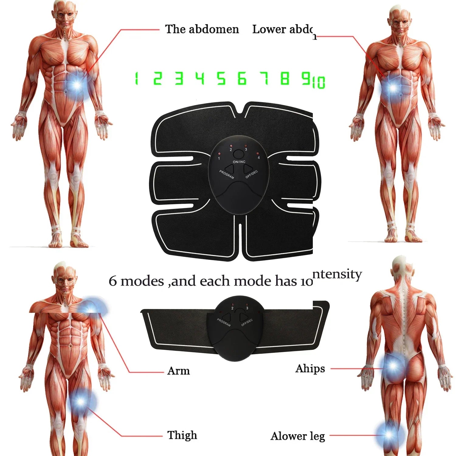 EMS Abdominal Muscle Trainer Belt with Remote Control