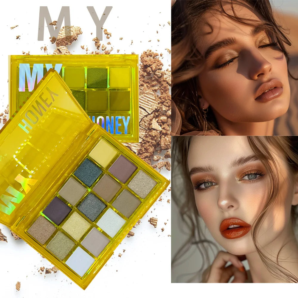 15-Color Eyeshadow Palette – Matte, Shimmer & Metallic