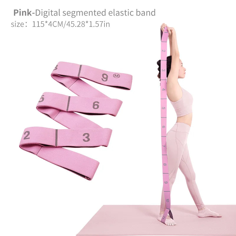 Elastic Yoga Stretching Strap with Loops – Flexibility Band