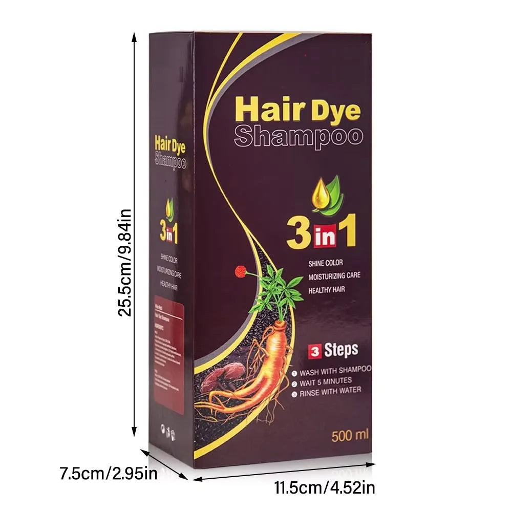 3-in-1 Hair Dye Shampoo – Natural Black Herbal