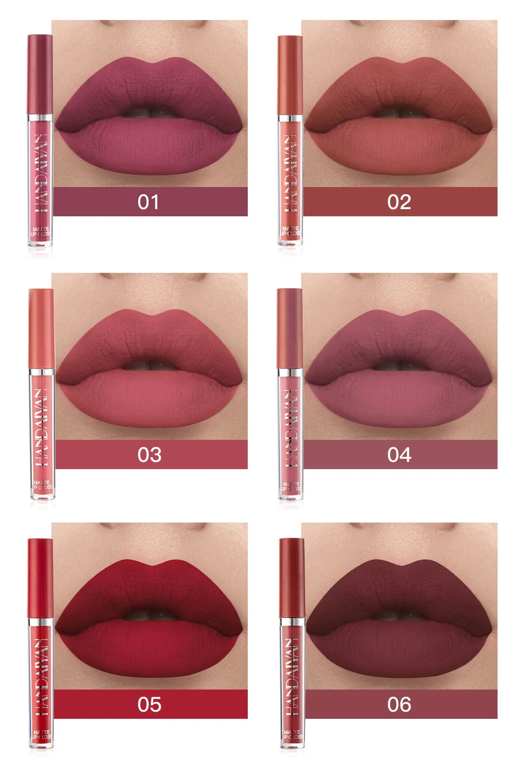 HANDAIYAN 6PCS Matte Lipstick Set – Long Lasting Waterproof