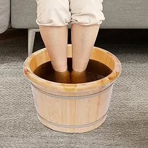 Wooden Foot Tub with Massager & Lid