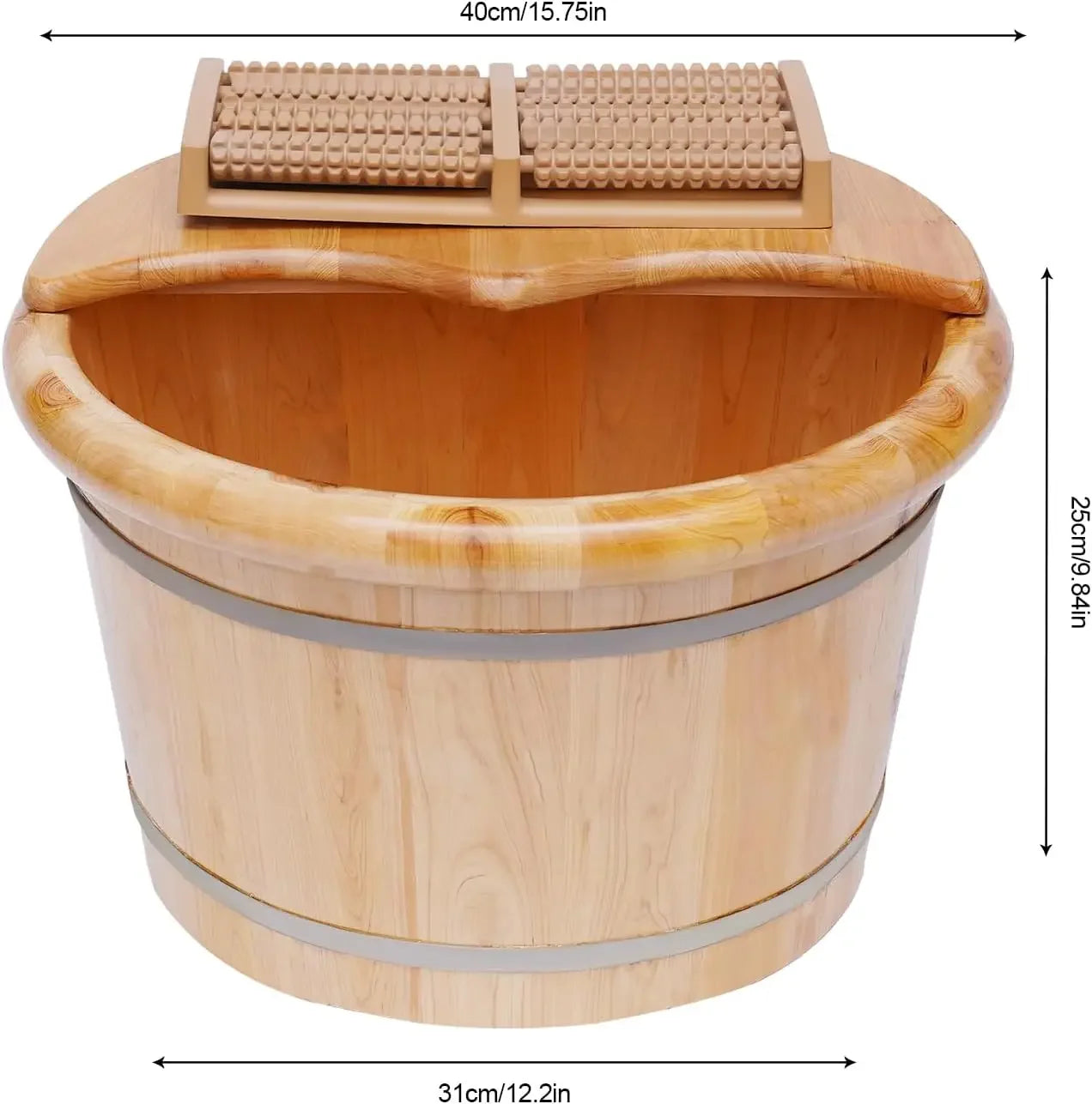 Wooden Foot Tub with Massager & Lid