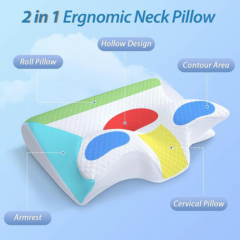 Memory Foam Cervical Neck Pillow – 2-in-1