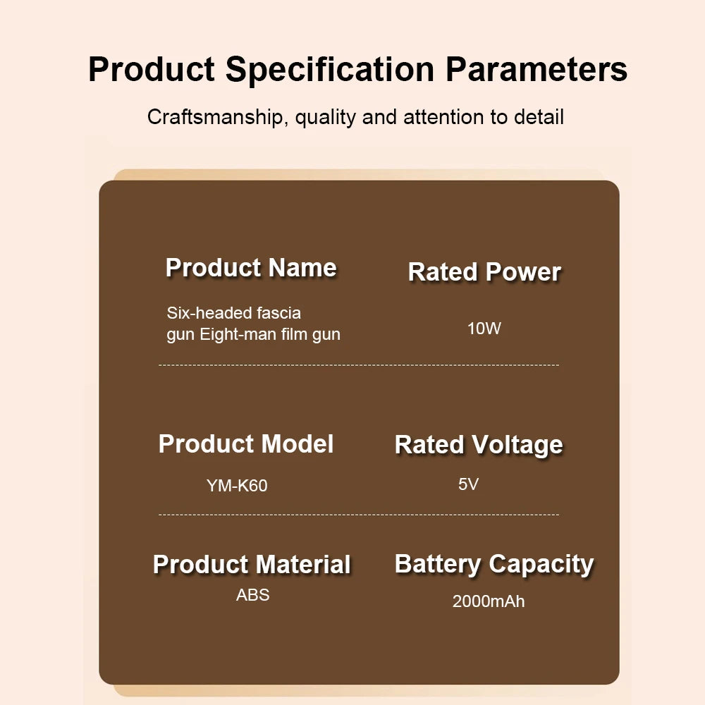 Professional Fascia Massage Gun – Six-Head