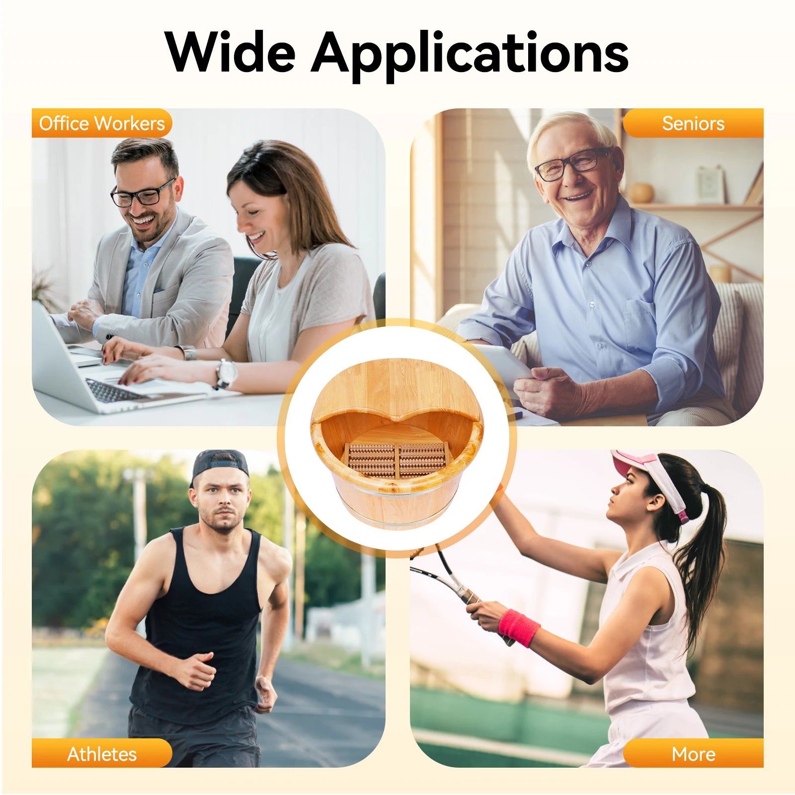 Wooden Foot Tub with Massager & Lid