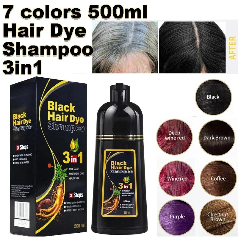 3-in-1 Hair Dye Shampoo – Natural Black Herbal