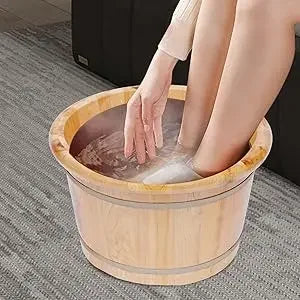 Wooden Foot Tub with Massager & Lid