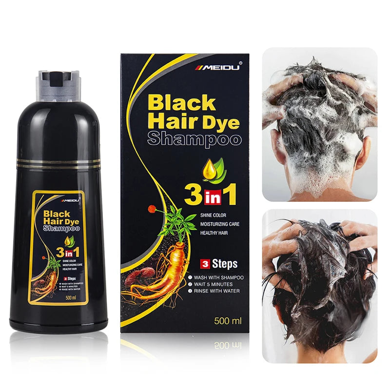 3-in-1 Hair Dye Shampoo – Natural Black Herbal
