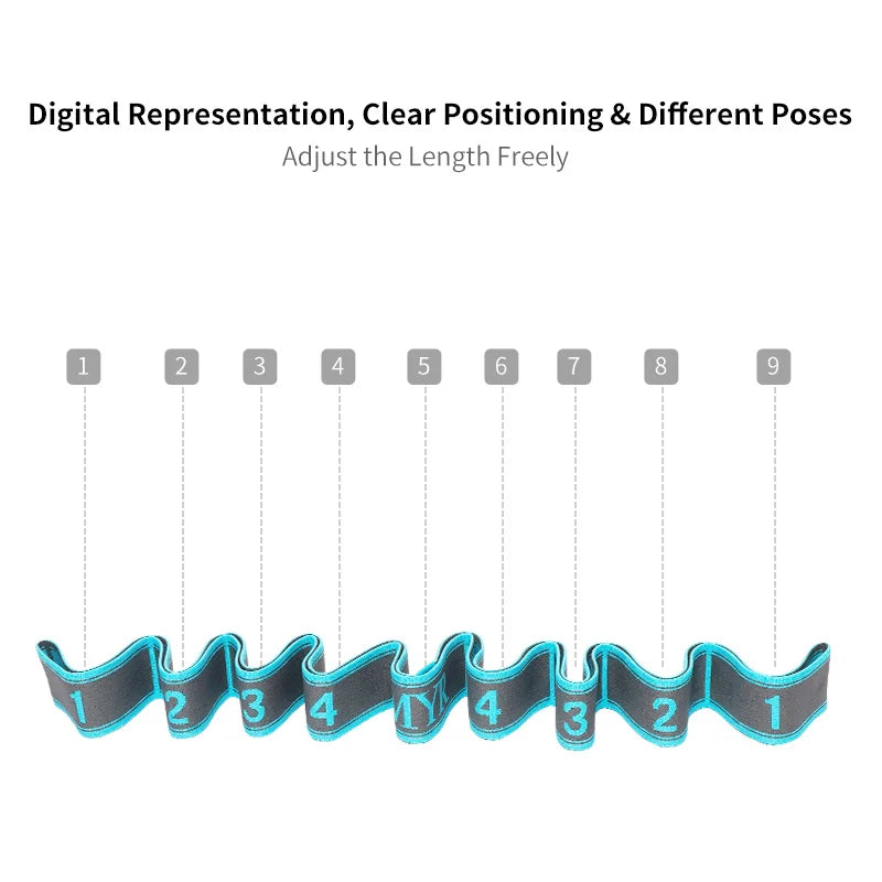 Elastic Yoga Stretching Strap with Loops – Flexibility Band