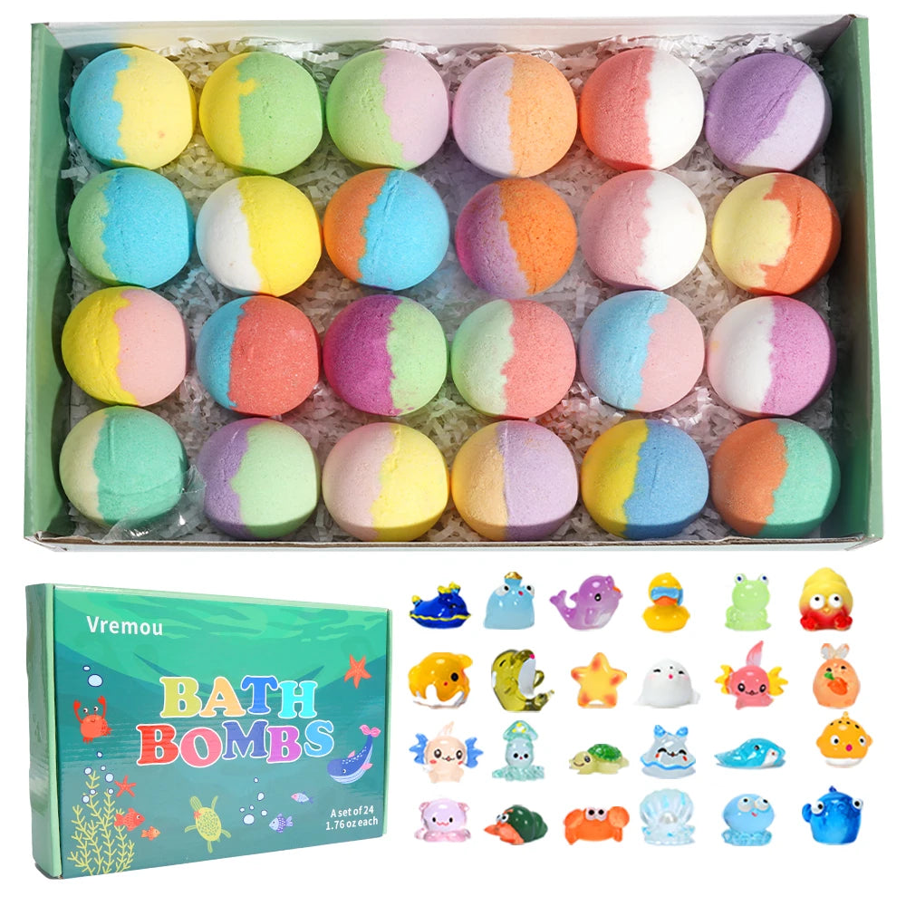 Kids Bath Bombs with Surprise Inside – 24 Pack Gift Set