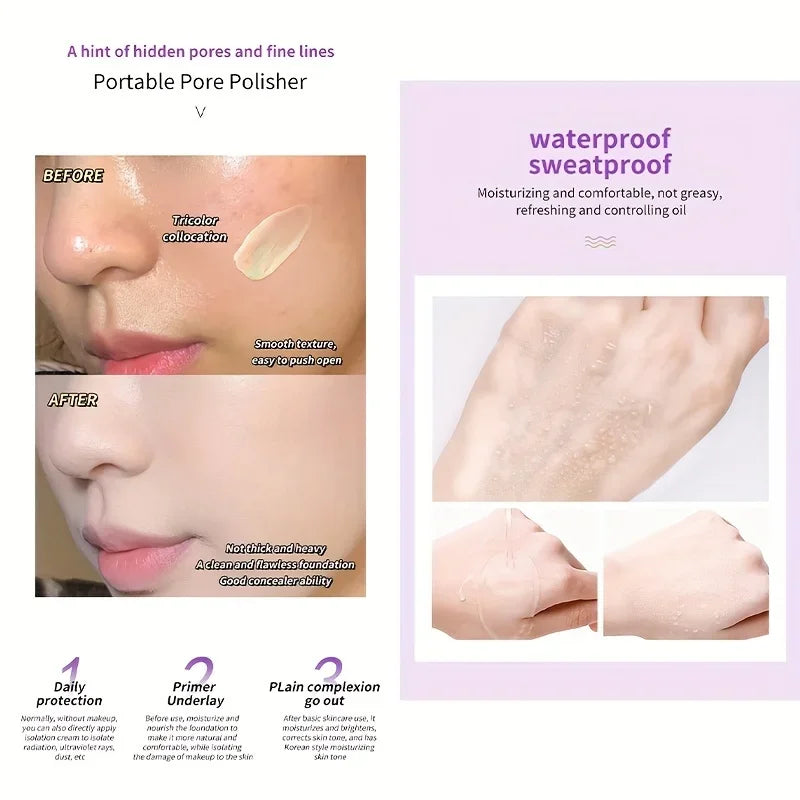 Tri-Color Face Primer Cream – Brighten & Contour Base