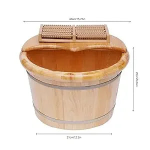 Wooden Foot Tub with Massager & Lid