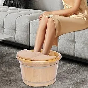 Wooden Foot Tub with Massager & Lid