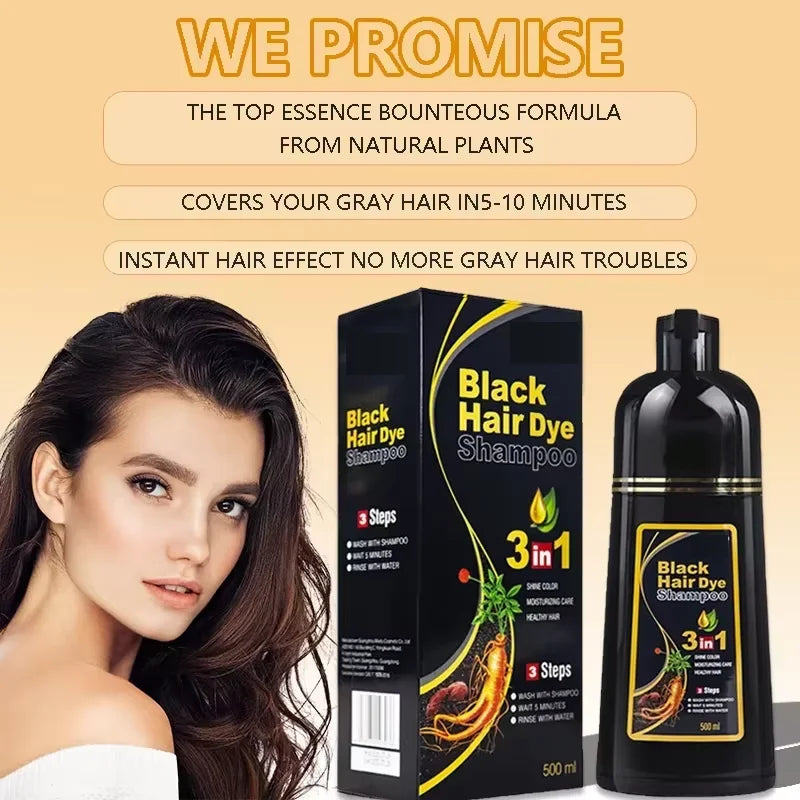 3-in-1 Hair Dye Shampoo – Natural Black Herbal