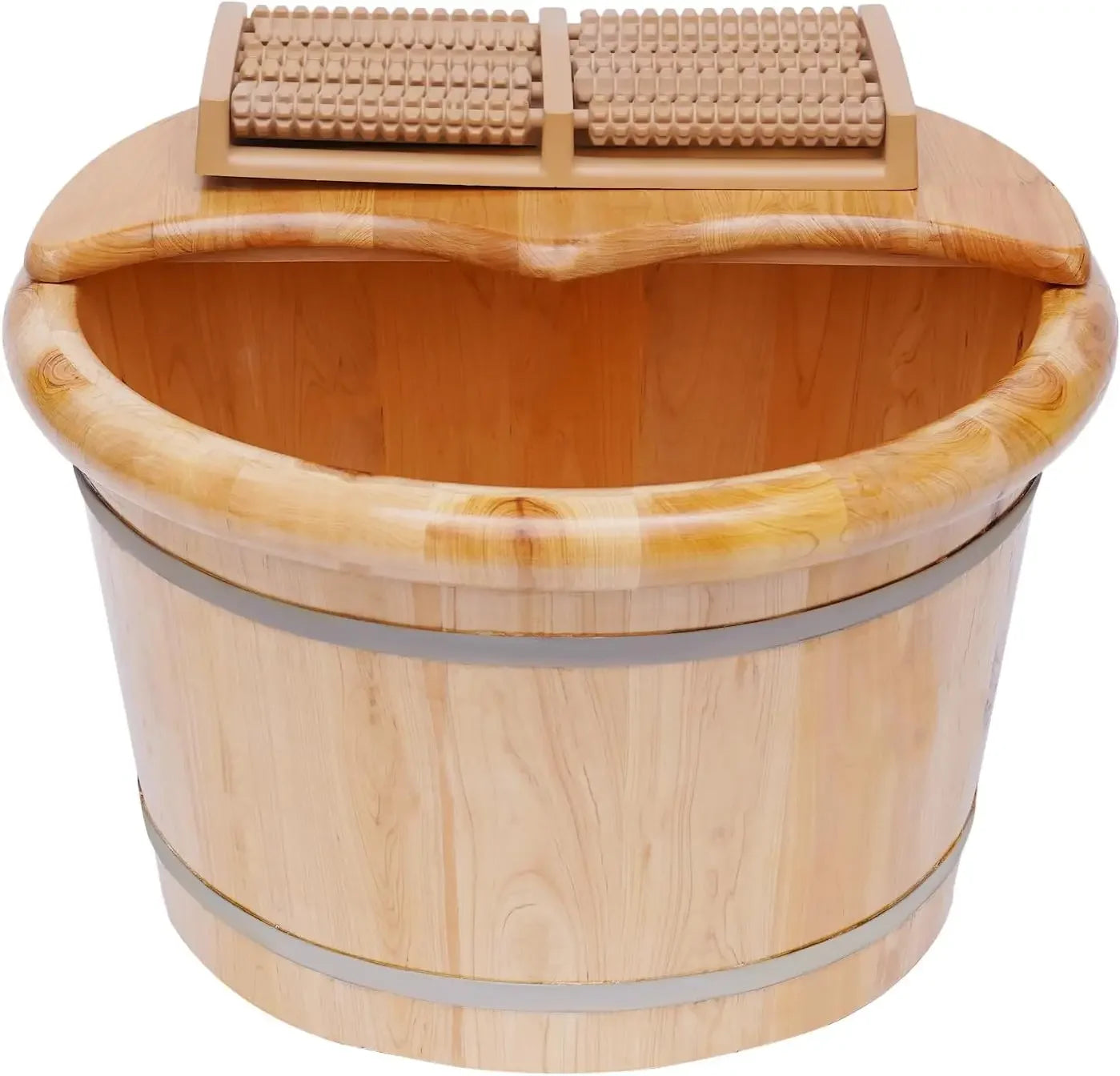 Wooden Foot Tub with Massager & Lid