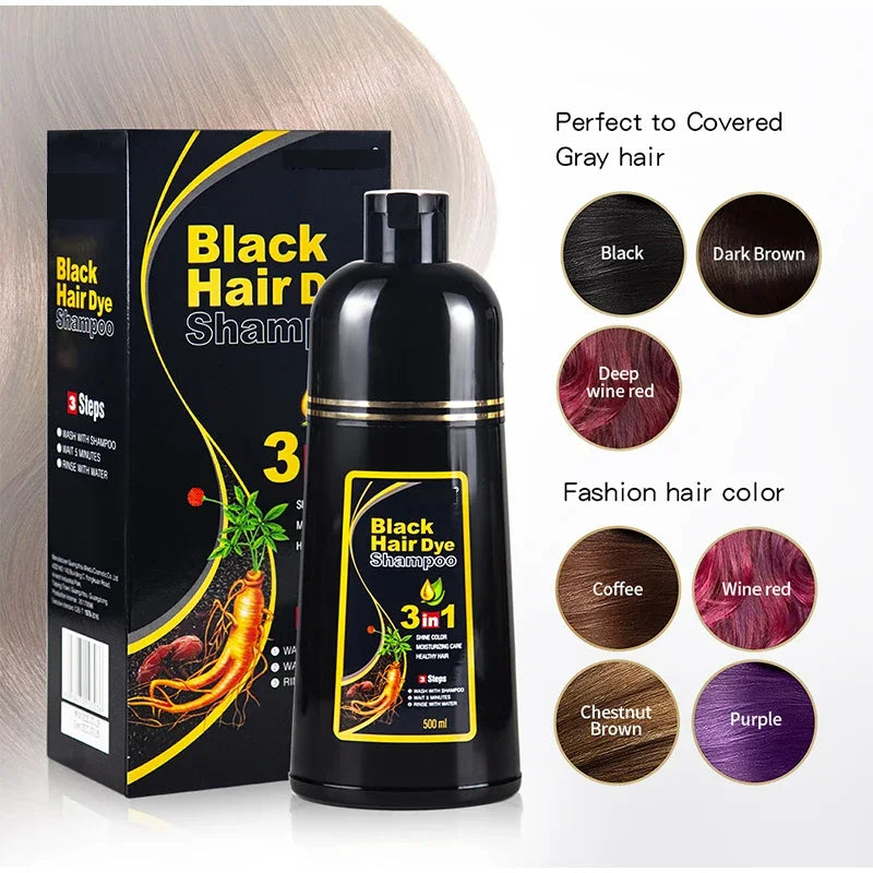 3-in-1 Hair Dye Shampoo – Natural Black Herbal