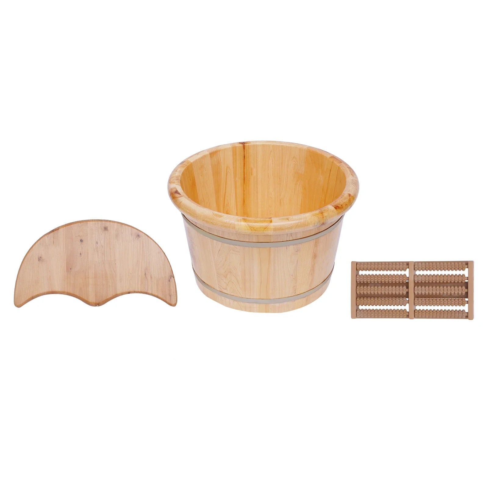 Wooden Foot Tub with Massager & Lid