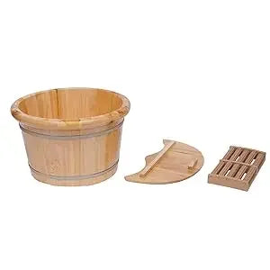 Wooden Foot Tub with Massager & Lid