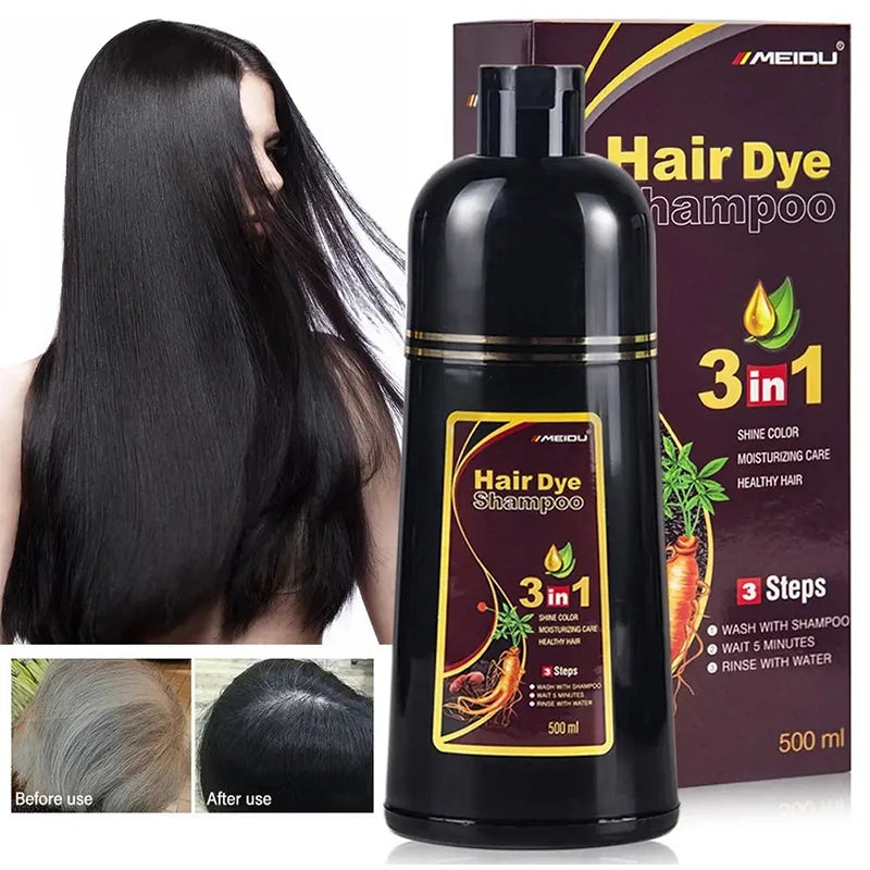 3-in-1 Hair Dye Shampoo – Natural Black Herbal