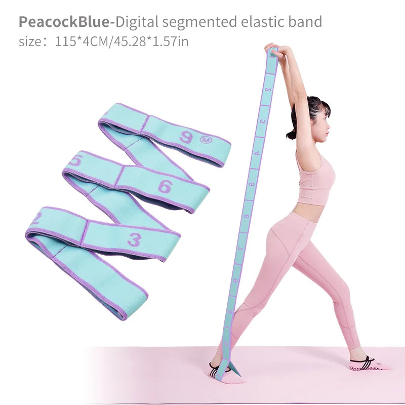 Elastic Yoga Stretching Strap with Loops – Flexibility Band