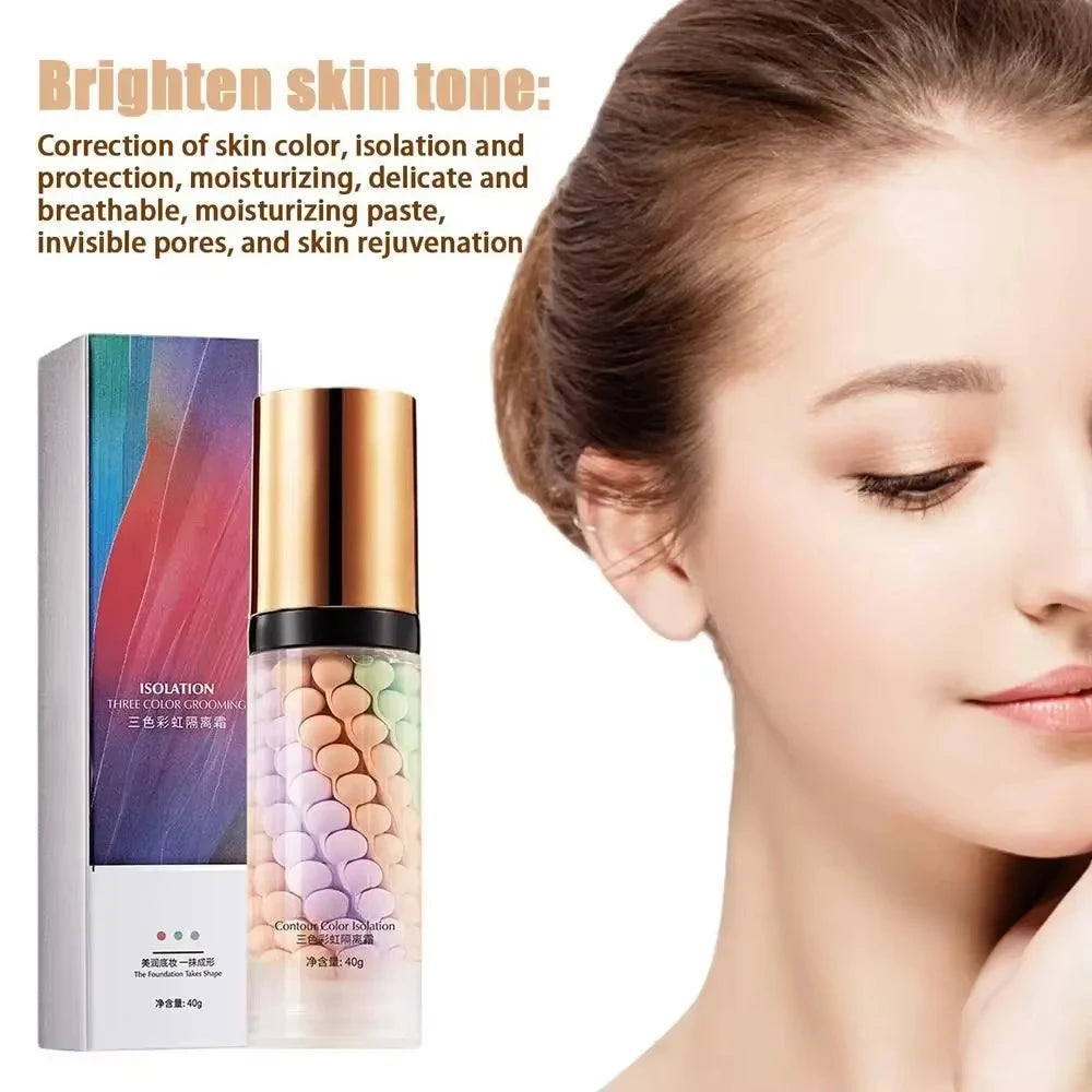 Tri-Color Face Primer Cream – Brighten & Contour Base