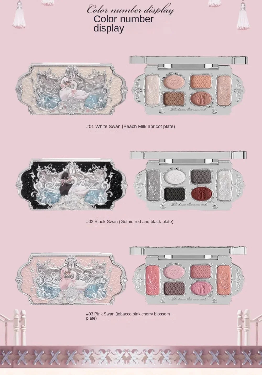 Flower Knows Black Swan Ballet Eyeshadow Palette – 6 Colors