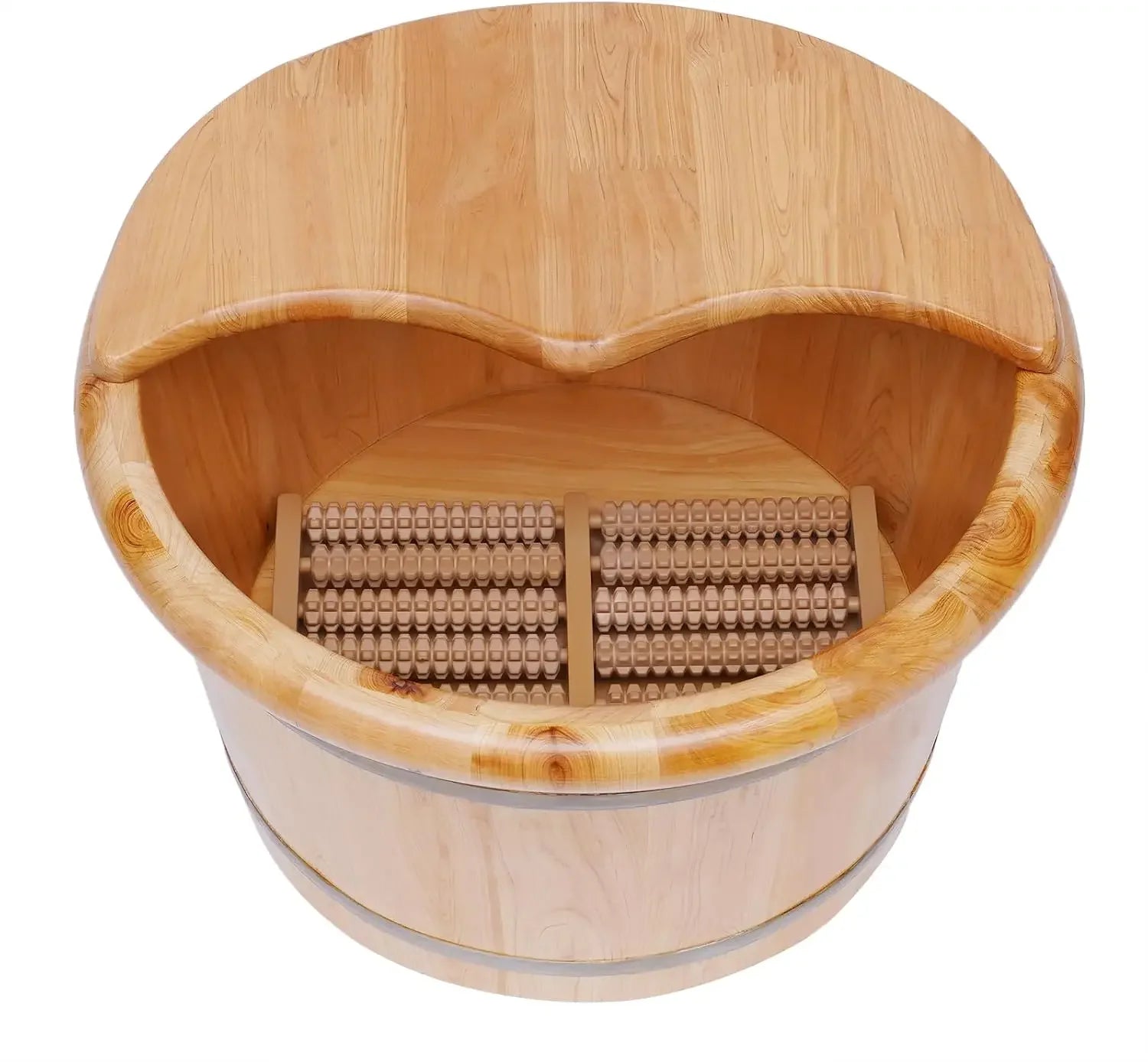 Wooden Foot Tub with Massager & Lid