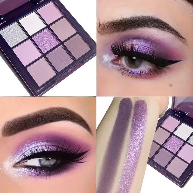 9-Color Purple Eyeshadow Palette – Matte & Shimmery