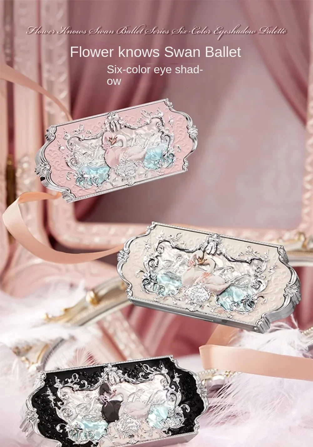 Flower Knows Black Swan Ballet Eyeshadow Palette – 6 Colors