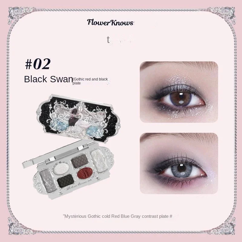 Flower Knows Black Swan Ballet Eyeshadow Palette – 6 Colors